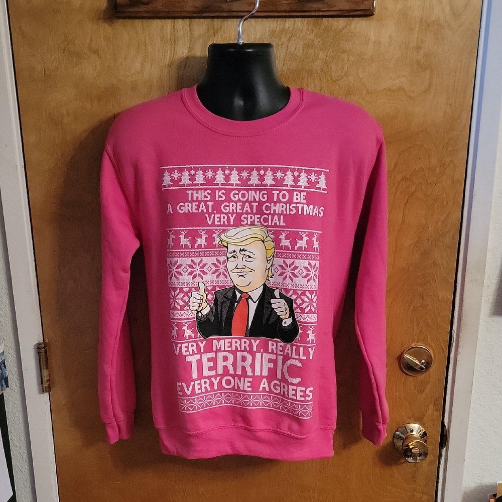 President Trump Pink Ugly Christmas Sweater Size Small